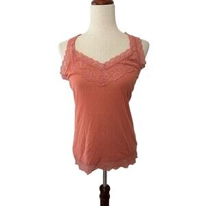 Mossimo Y2k Women’s L/G Coral Lace Trim Tank Top Sleeveless Layering Long Cami